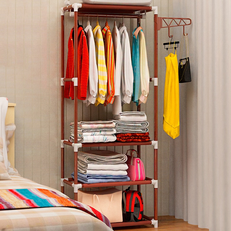 Simple Metal Iron Coat Rack Floor Hanging Storage